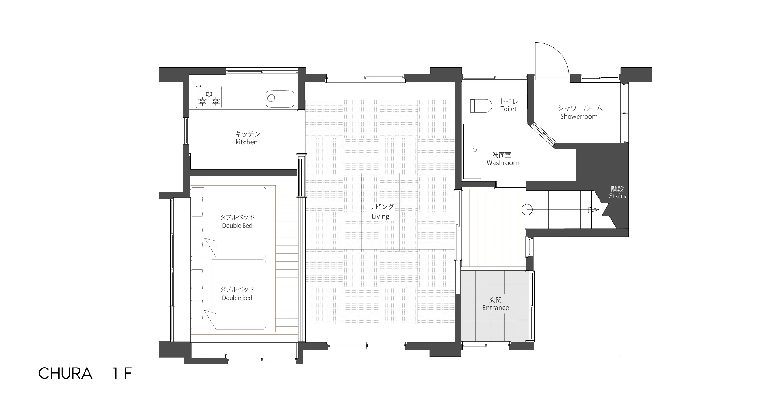 沖縄恩納村の貸切ヴィラONNA RESORT CHURAの1階の図
